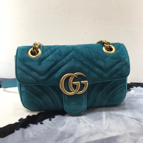 Gucci GG Marmont velvet mini bag 20 cm turquoise